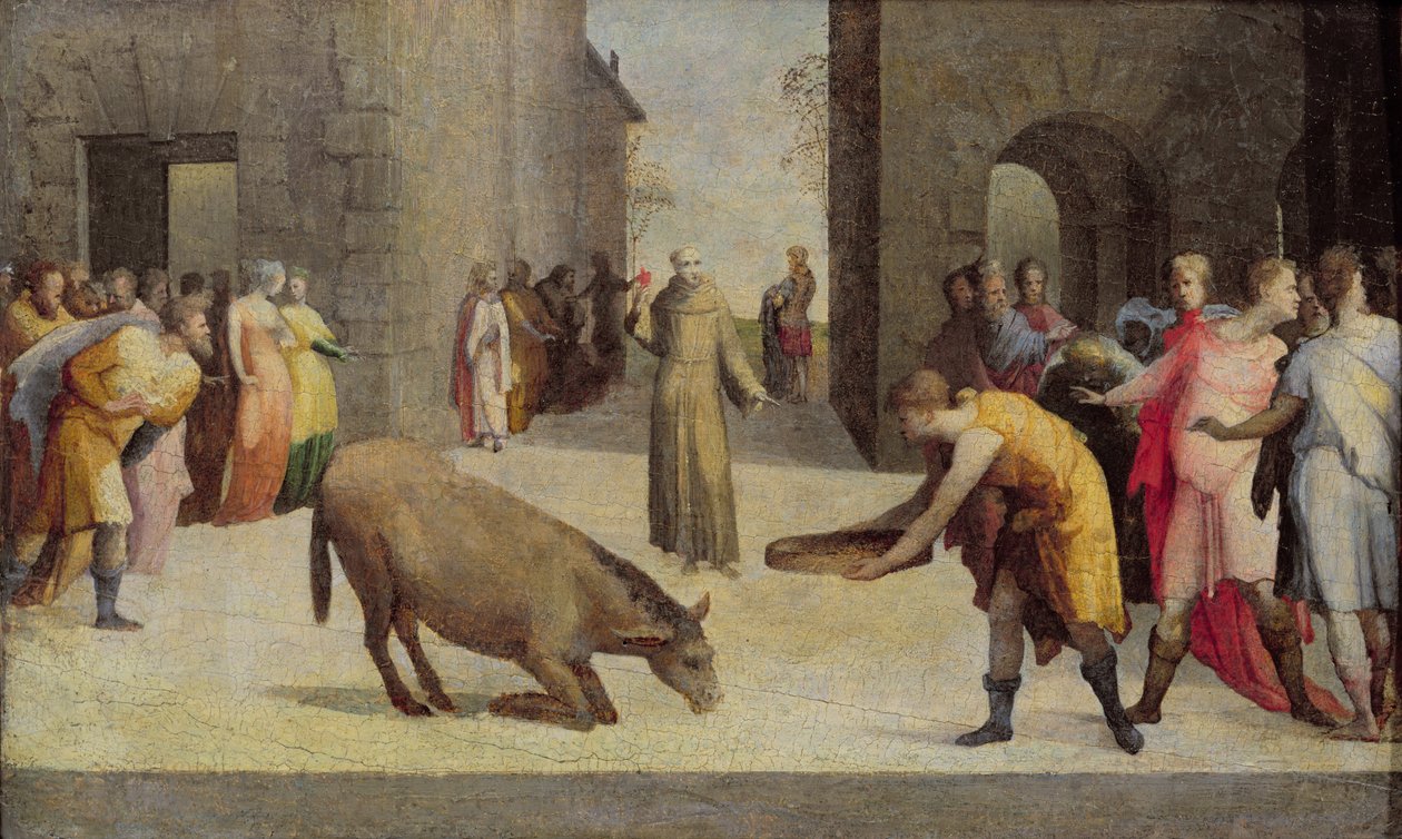 San Antonio de Padua y el milagro del asno, 1537 de Domenico di Pace Beccafumi  