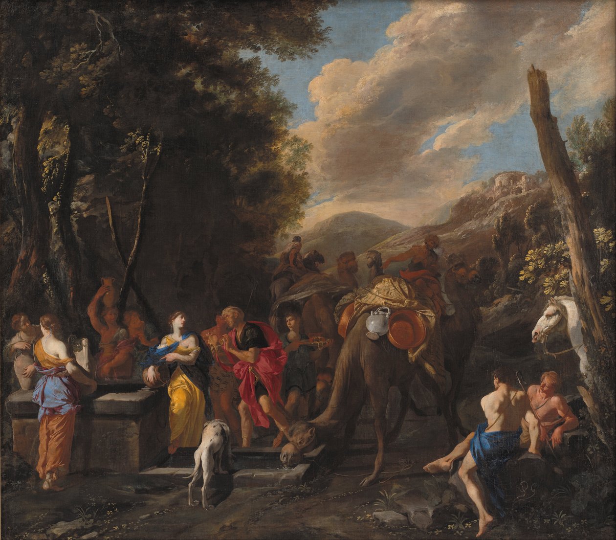 Rebeca y Eliezer en el pozo de Domenico Gargiulo