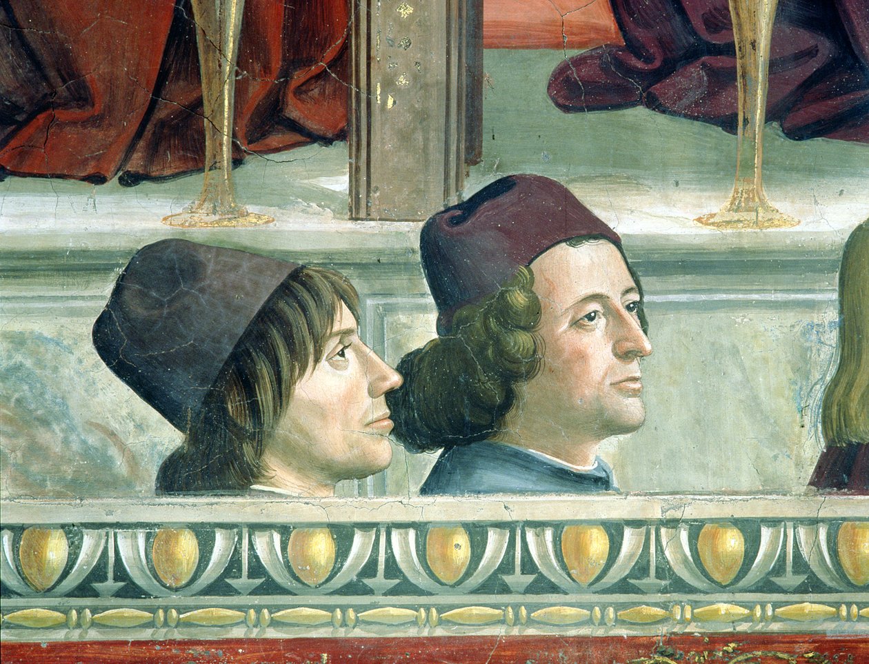 Retratos de Matteo Franco y Luigi Pulci del Ciclo de la Vida de San Francisco, c.1483 de Domenico Ghirlandaio