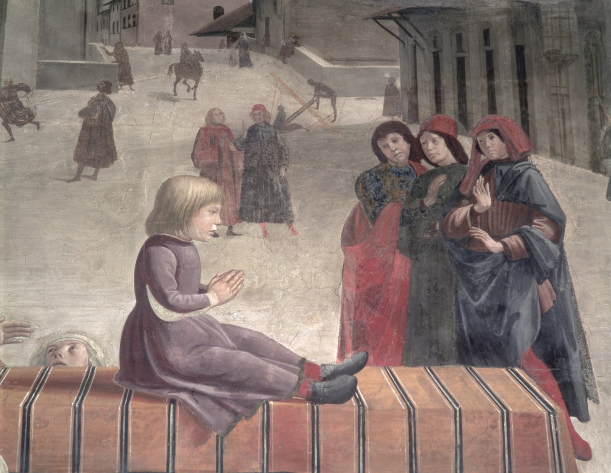 El Milagro del Niño Resucitado, Capilla Sassetti (detalle) de Domenico Ghirlandaio