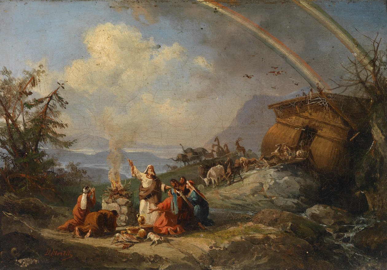 Oración de agradecimiento después de dejar el Arca de Noé de Domenico Morelli