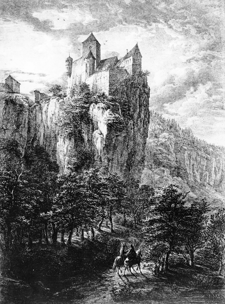 Castillo de Prunn en Altmuhlthal, grabado por Friedrich Wilhelm Bollinger, 1818 de Domenico Quaglio