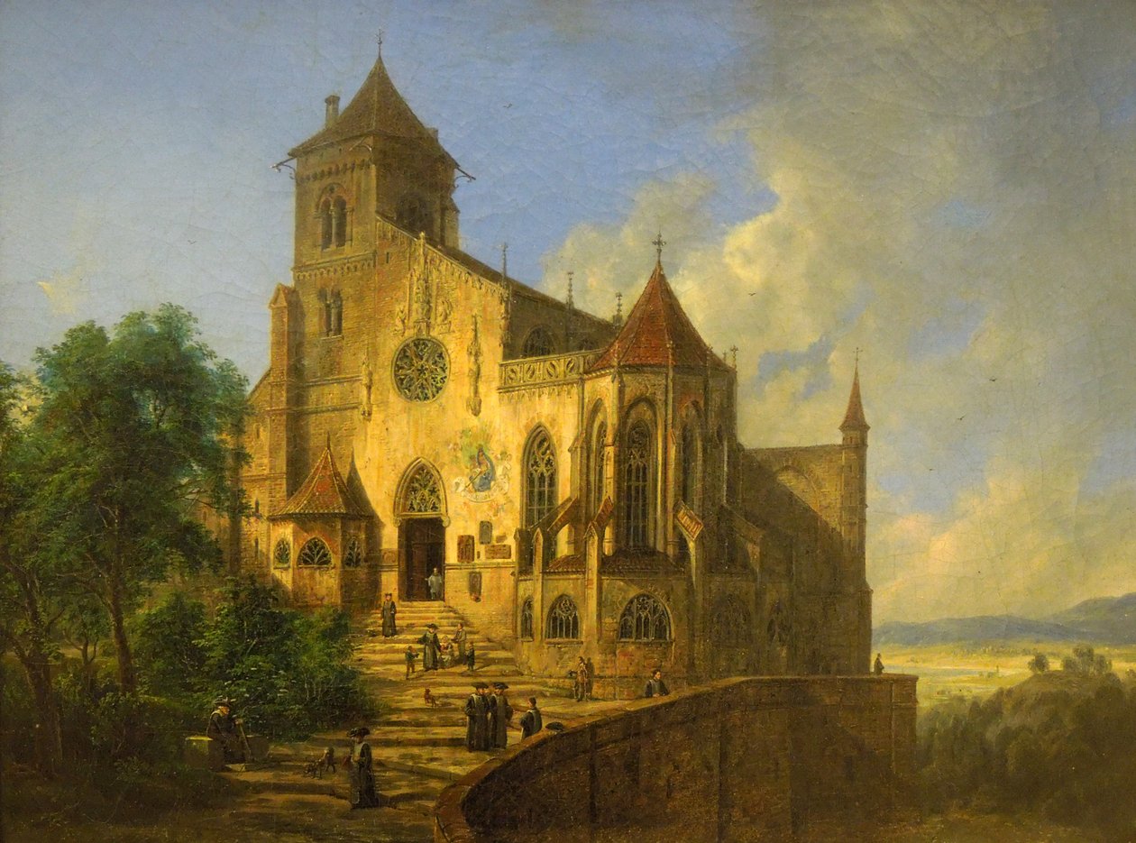 Paisaje con una iglesia de Domenico Quaglio the Younger