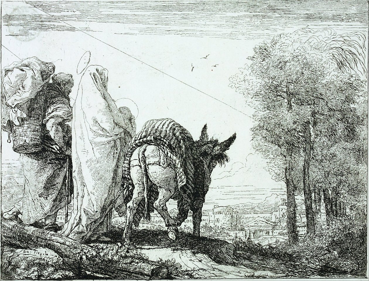 La huida a Egipto de Domenico Tiepolo