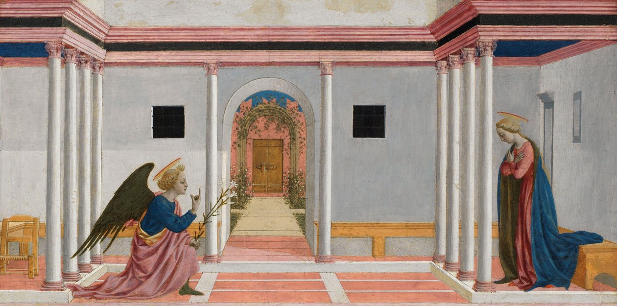 La Anunciación, panel predela del retablo de Santa Lucía, c.1442-48 de Domenico Veneziano