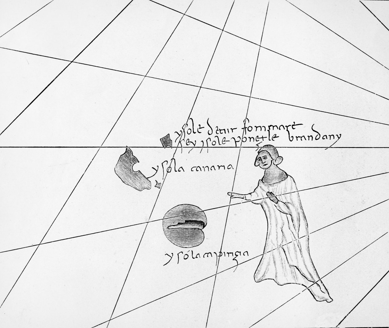San Brendan, de una copia del siglo XIX del portulano de Pizzigani, 1367 de Domenico and Francesco Pizzigano