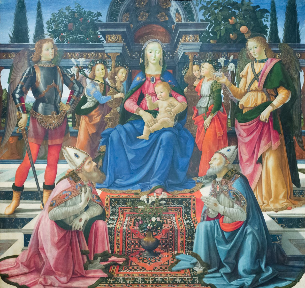 La Virgen y el Niño con los arcángeles y los santos obispos Justo y Zenobio de Domenico (1449 94) Ghirlandaio