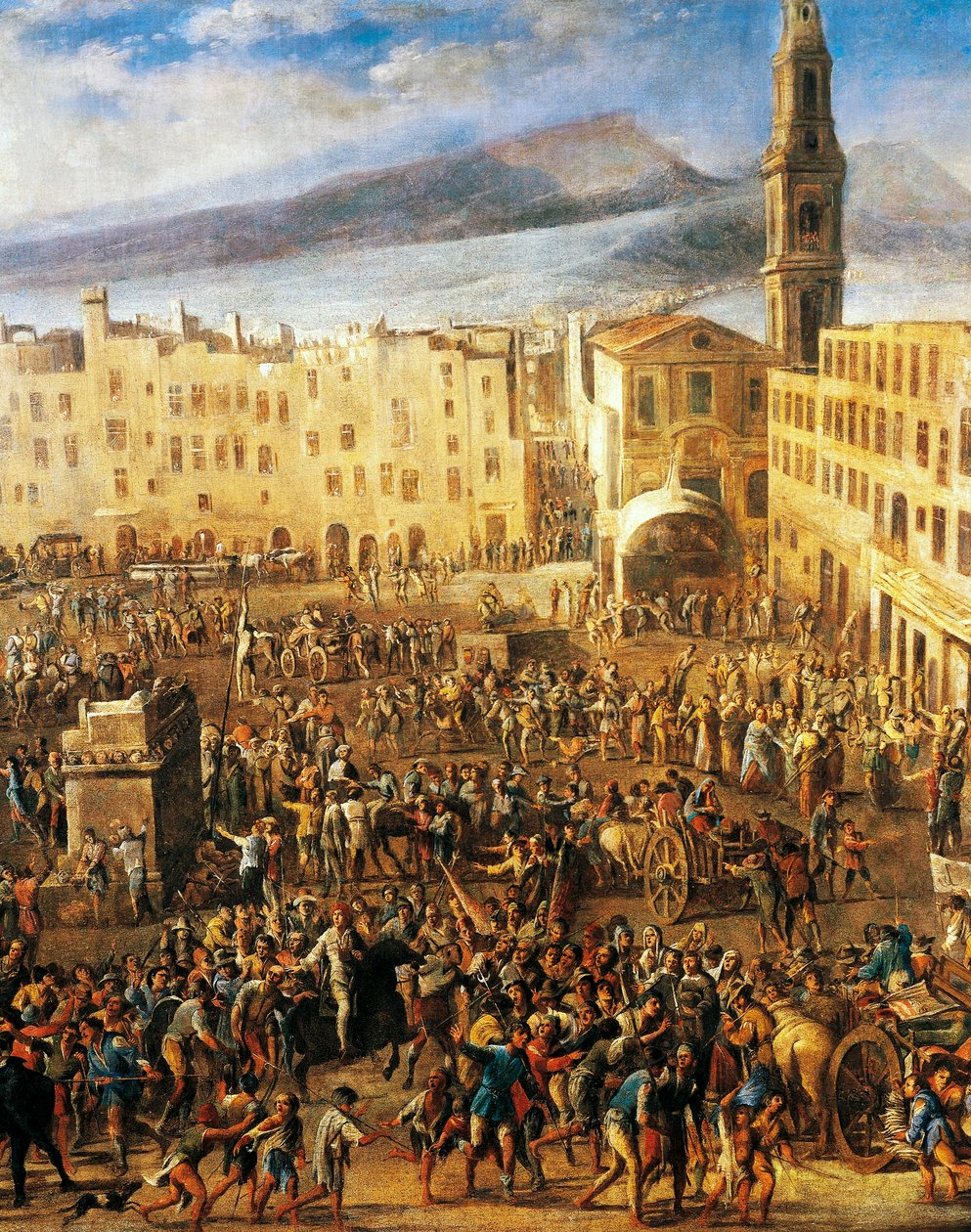 Piazza del Mercato en Nápoles, detalle de la Revuelta de Masaniello, de Domenico Gargiulo conocido como Micco Spadaro (1609 o 1610 - ca1675), pintura. de Domenico (1612 75) Gargiulo