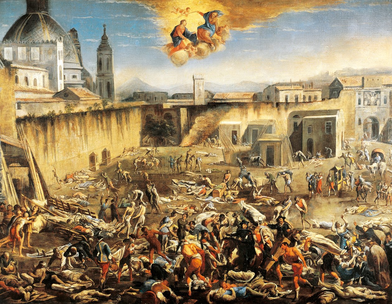 Plaza del Mercado (Largo Mercatello), peste de Nápoles de Domenico Gargiulo