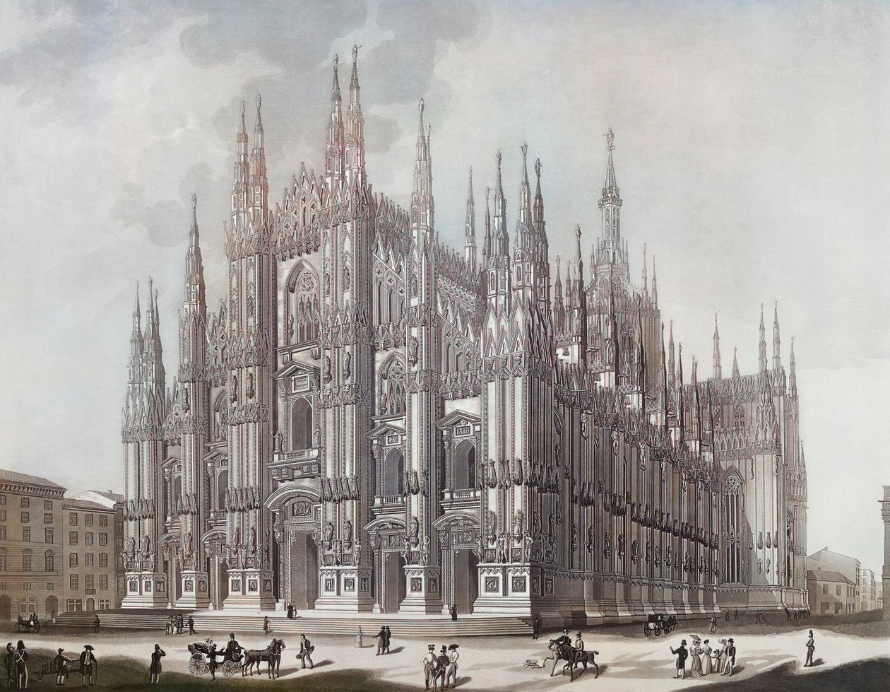 Duomo, o Catedral de Milán (impresión) de Domenico (after) Landini