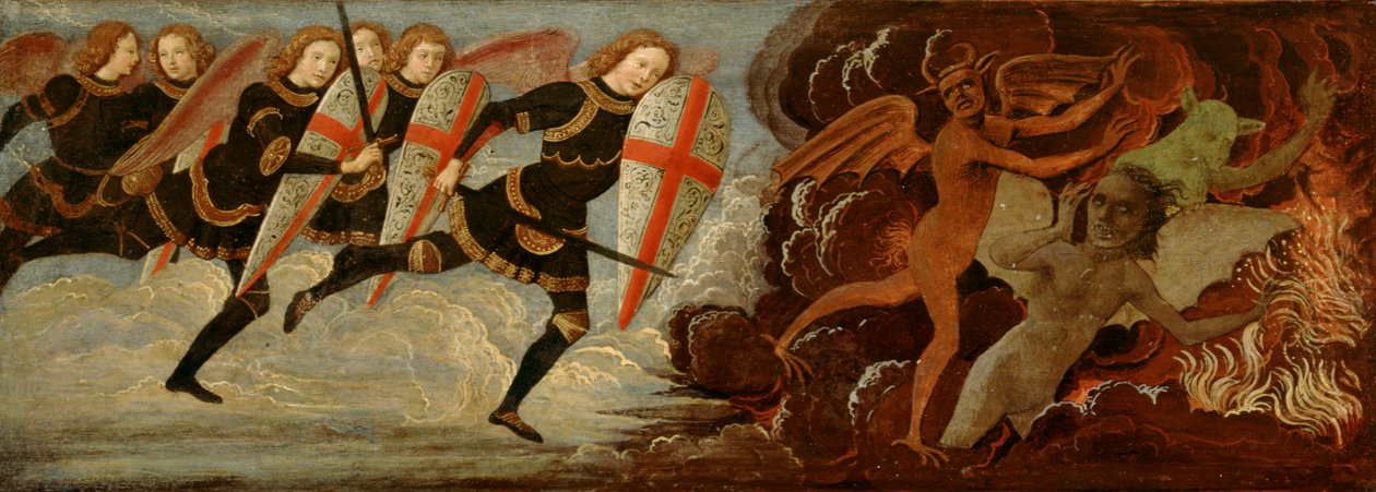 San Miguel y los ángeles en guerra con el diablo de Domenico Ghirlandaio