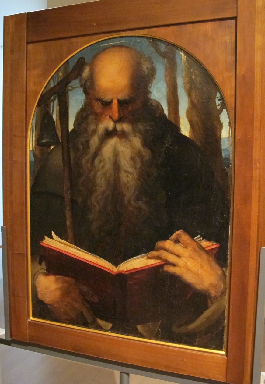 Baccafumi, cataletto para los difuntos de la compañía de s. a. abate, 1538-40, Antonio abate legente de Domenico Beccafumi