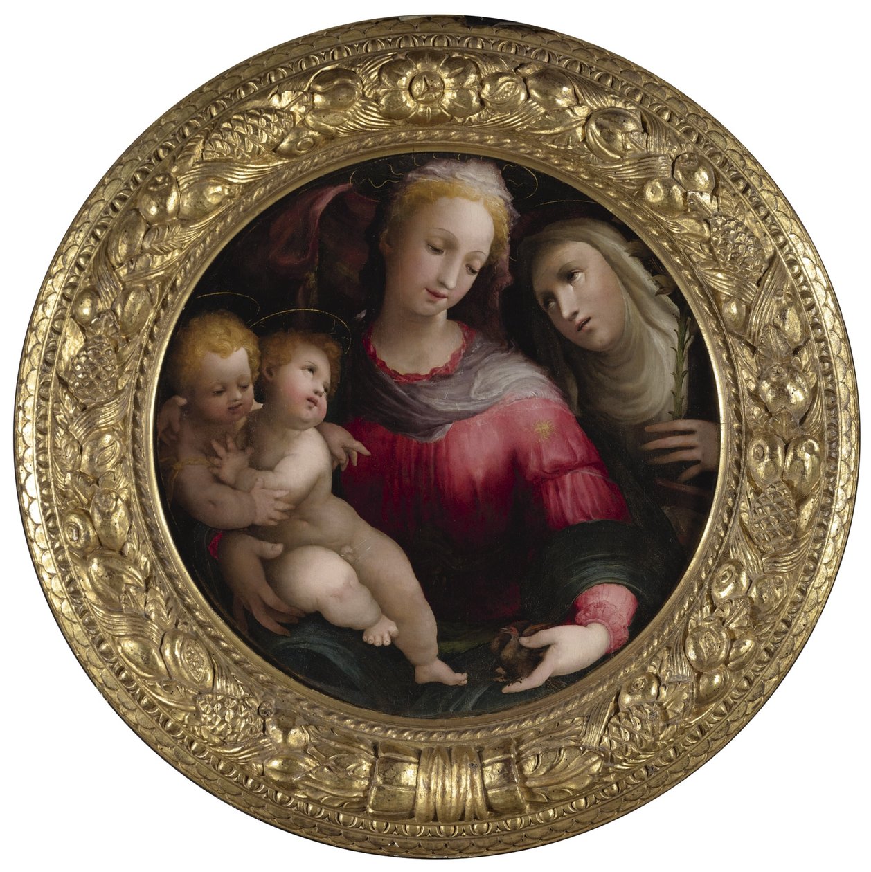 Virgen con el Niño, San Juan Bautista y Santa Catalina de Siena de Domenico Beccafumi