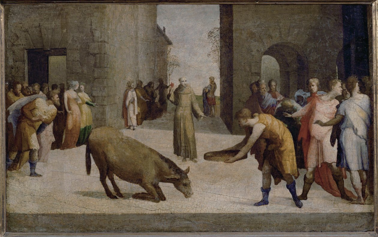 San Antonio de Padua y el milagro de la mula ... de Domenico Beccafumi