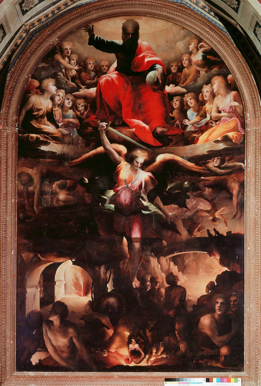 San Miguel expulsando a los ángeles rebeldes de Domenico Beccafumi