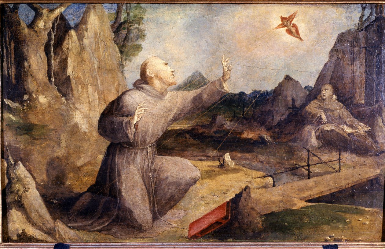 San Francisco recibiendo los estigmas. Beccafumi Domenico Mecarino (ca. 1486-1551) de Domenico Beccafumi