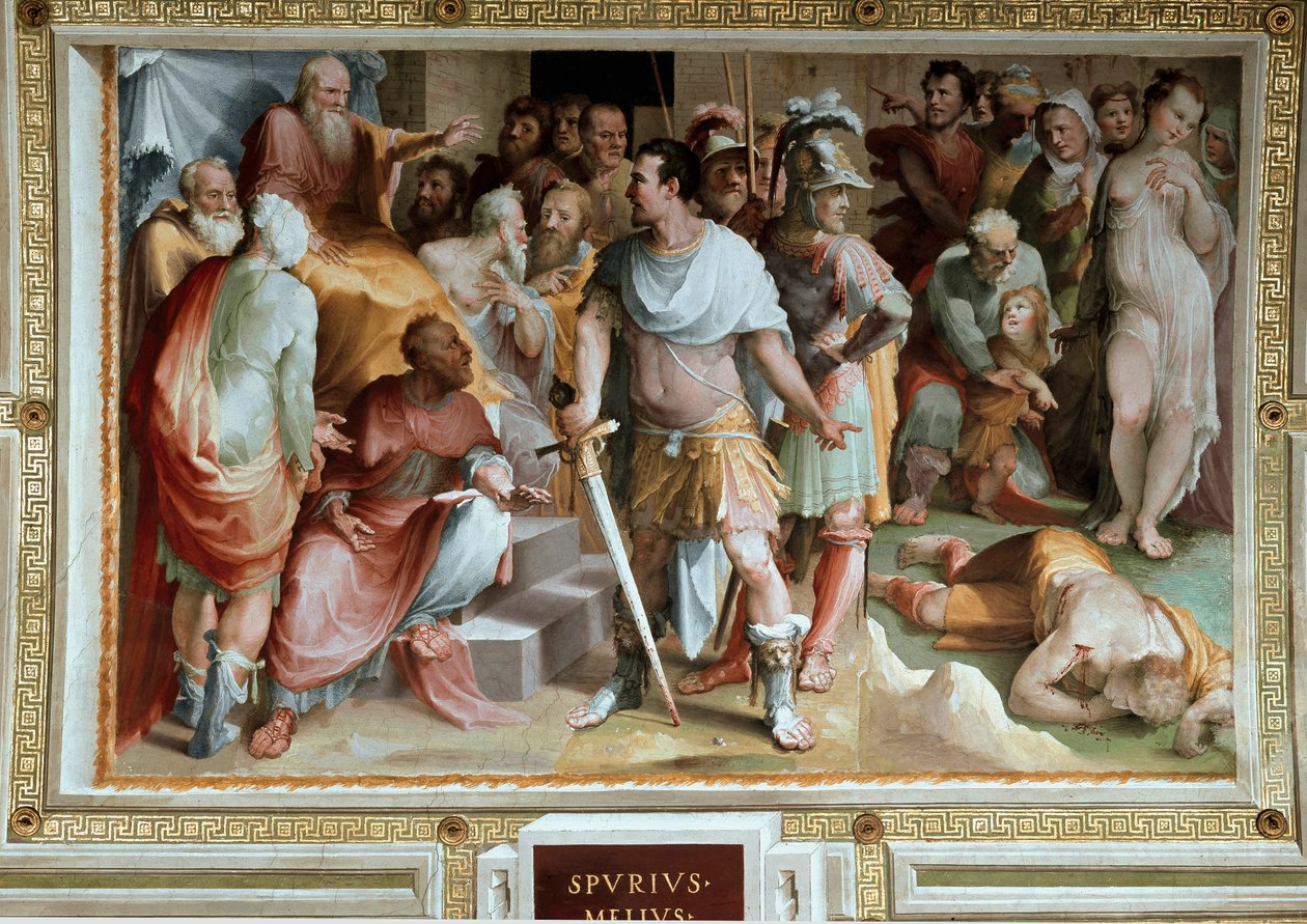 El asesinato del rico plebeyo romano Spurius Maelius (siglo V a.C.) de Domenico Beccafumi