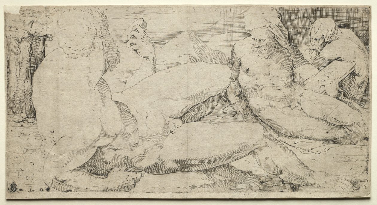 Tres Desnudos Masculinos, segundo cuarto de 1500 de Domenico Beccafumi