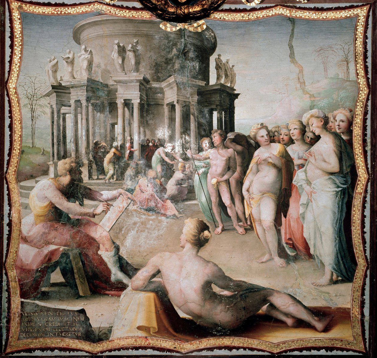 Zeuxis pintando el retrato de Helena para el templo de Hera en Crotone de Domenico Beccafumi