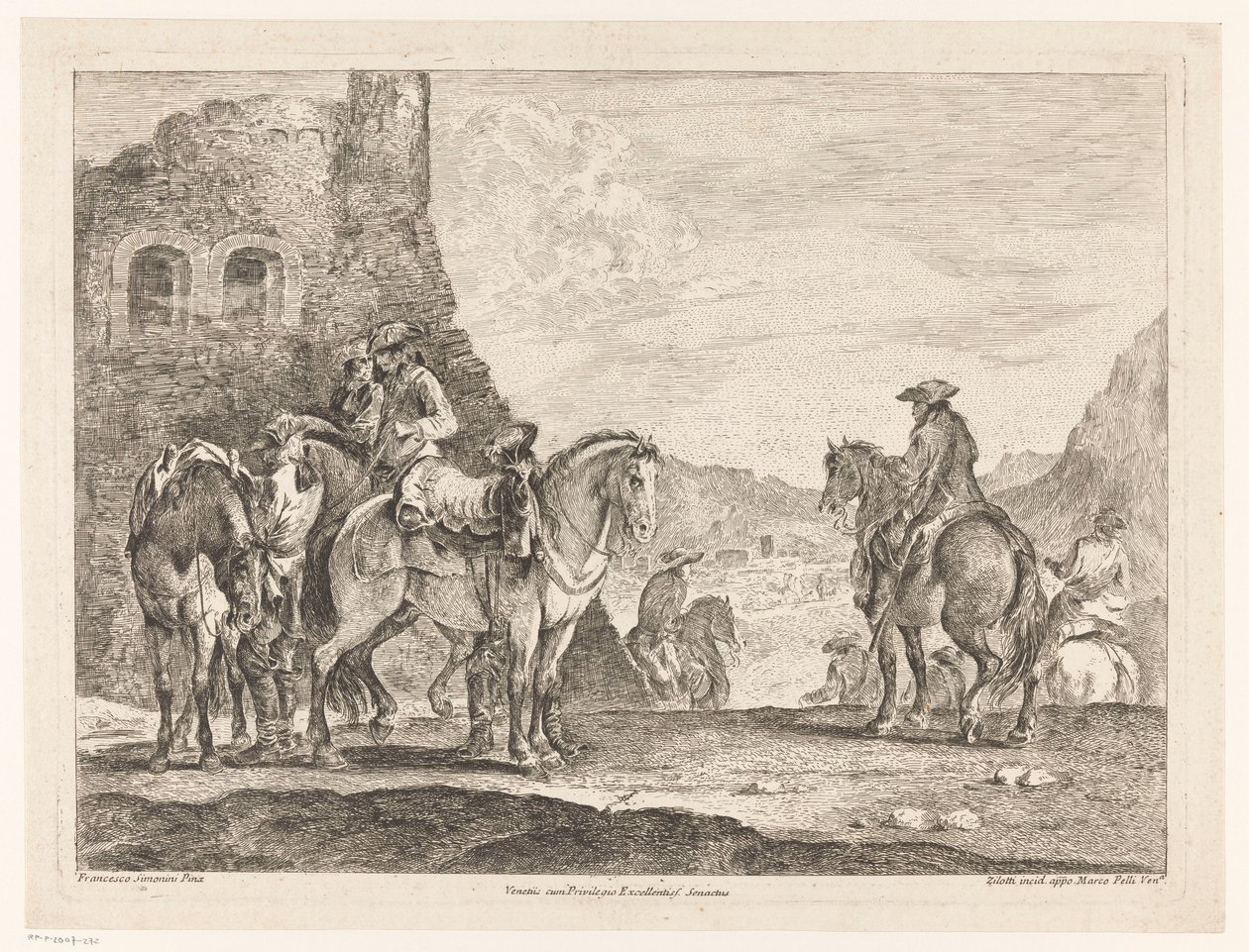 Jinetes en una ruina de Domenico Bernardo Zilotti