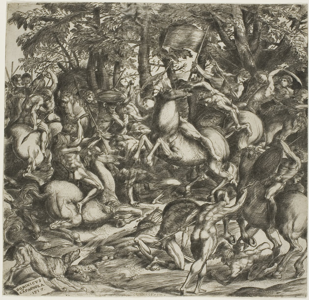Batalla de los hombres desnudos de Domenico Campagnola