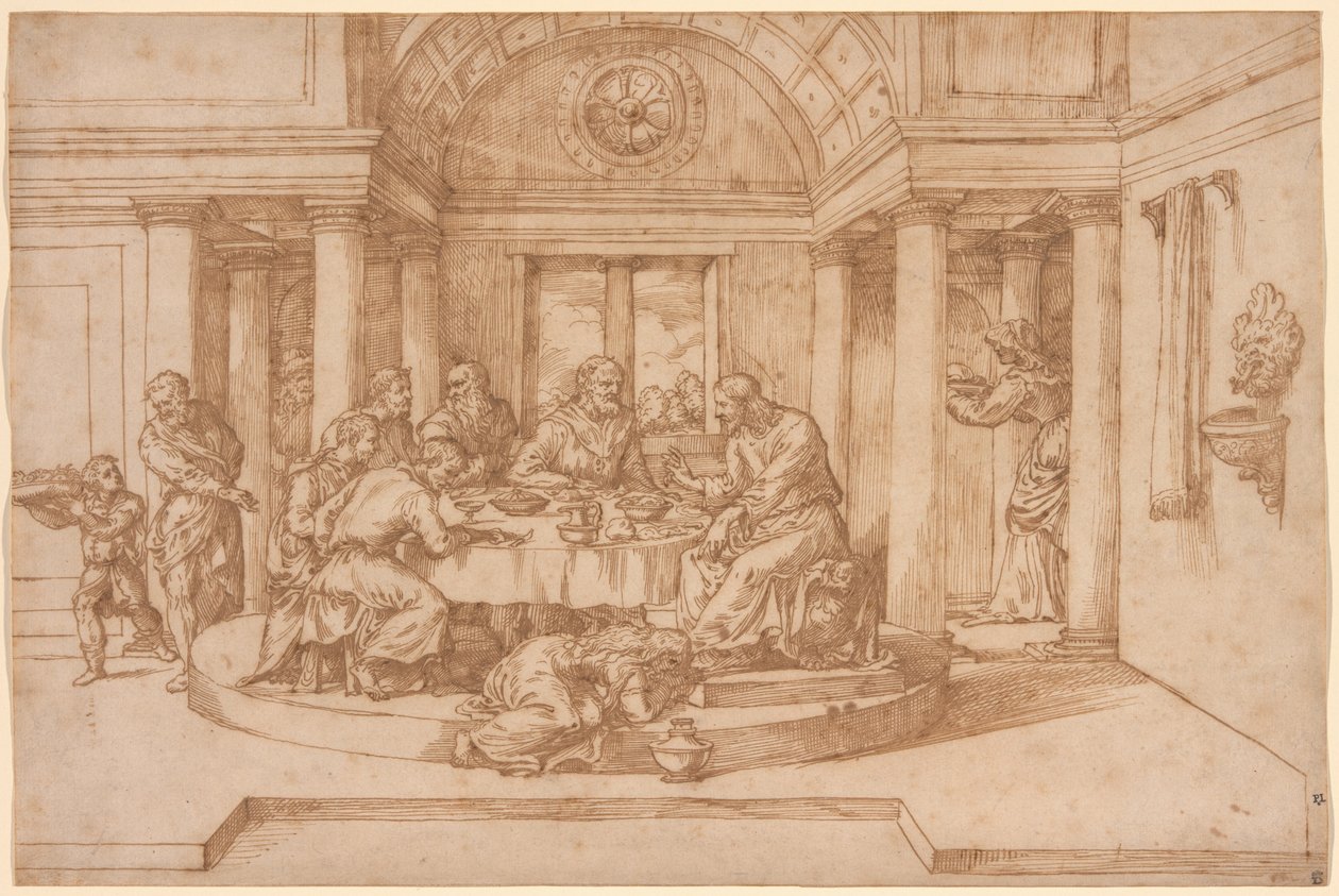 Cristo en la casa de Simón el fariseo de Domenico Campagnola