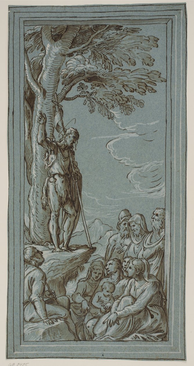 Juan el Bautista predicando en el desierto de Domenico Campagnola