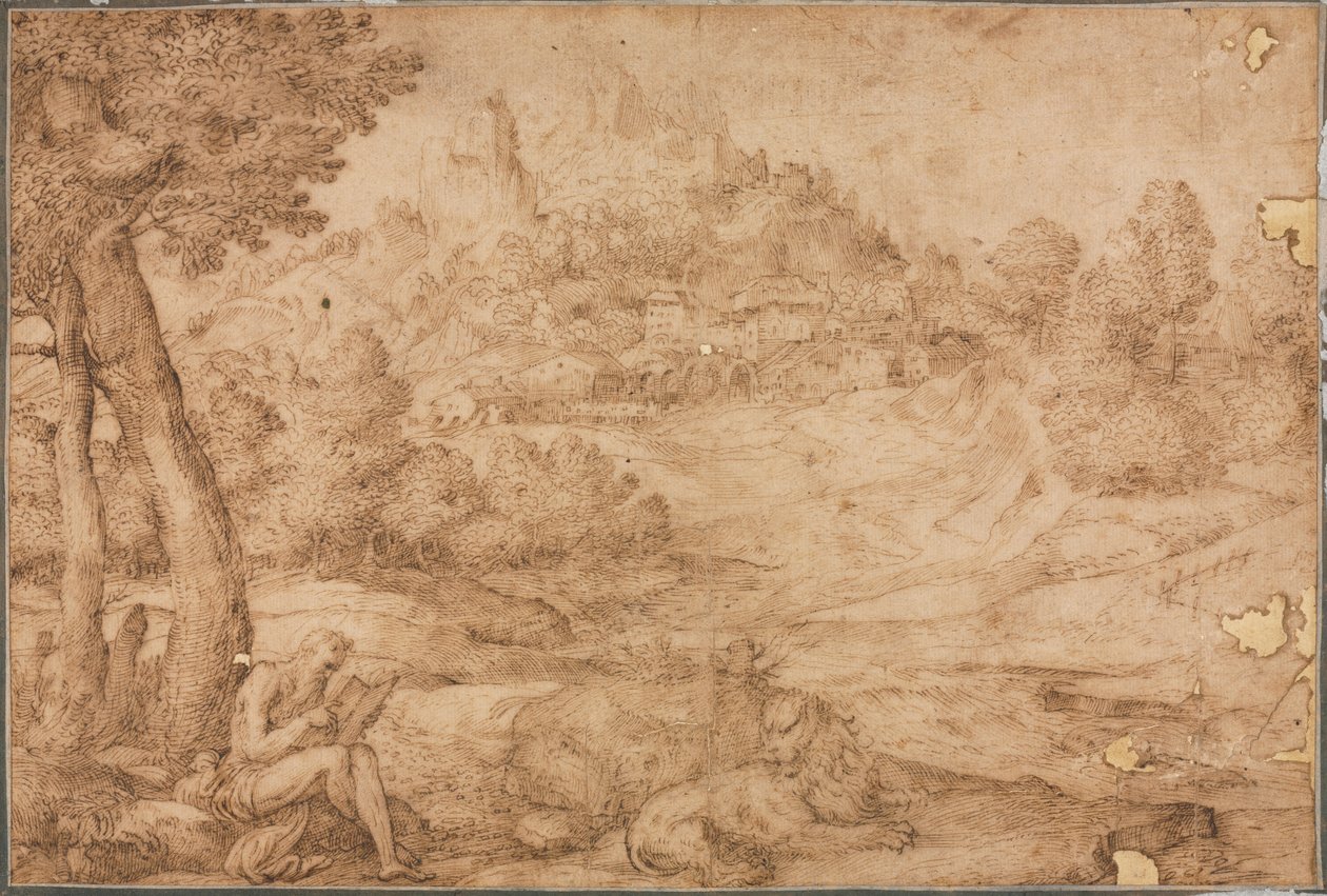 San Jerónimo en un paisaje de Domenico Campagnola