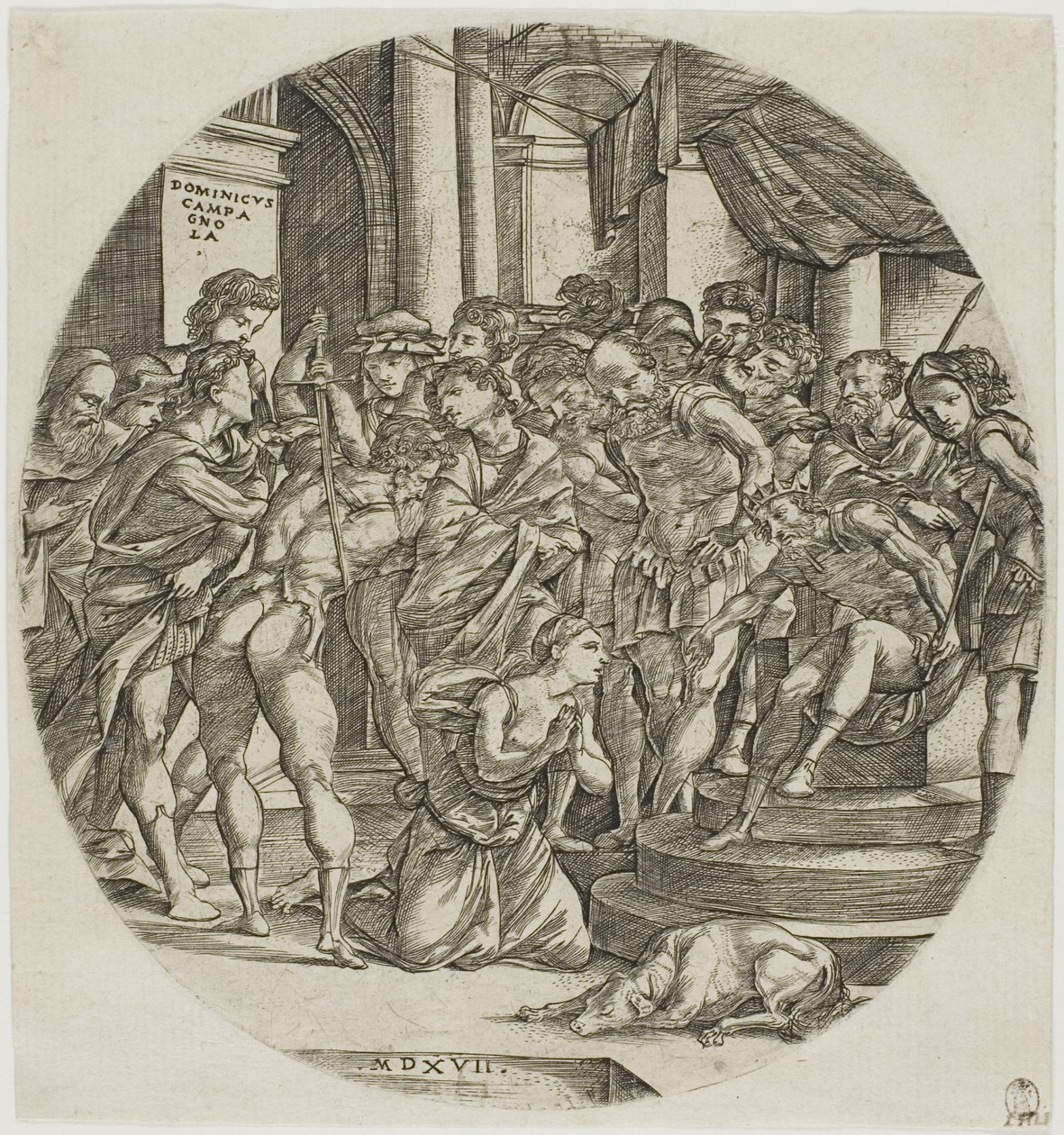 La decapitación de Santa Catalina de Domenico Campagnola