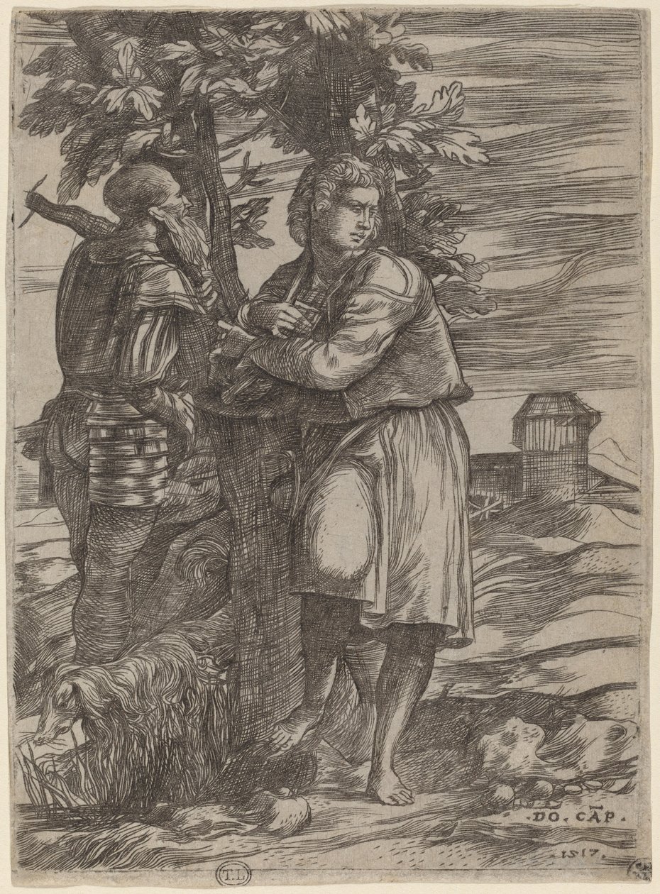 El pastor y el viejo guerrero de Domenico Campagnola
