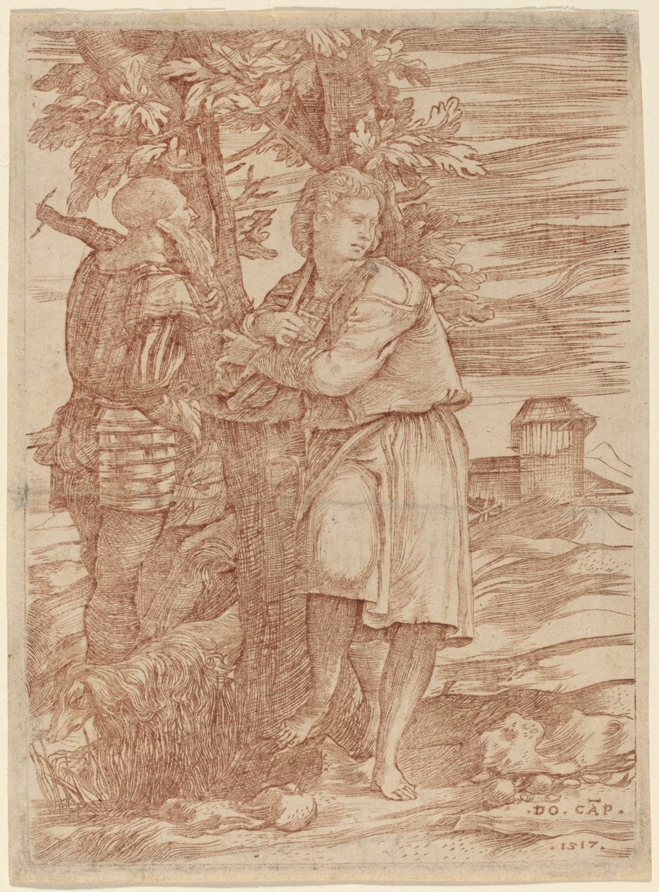 El pastor y el viejo guerrero de Domenico Campagnola