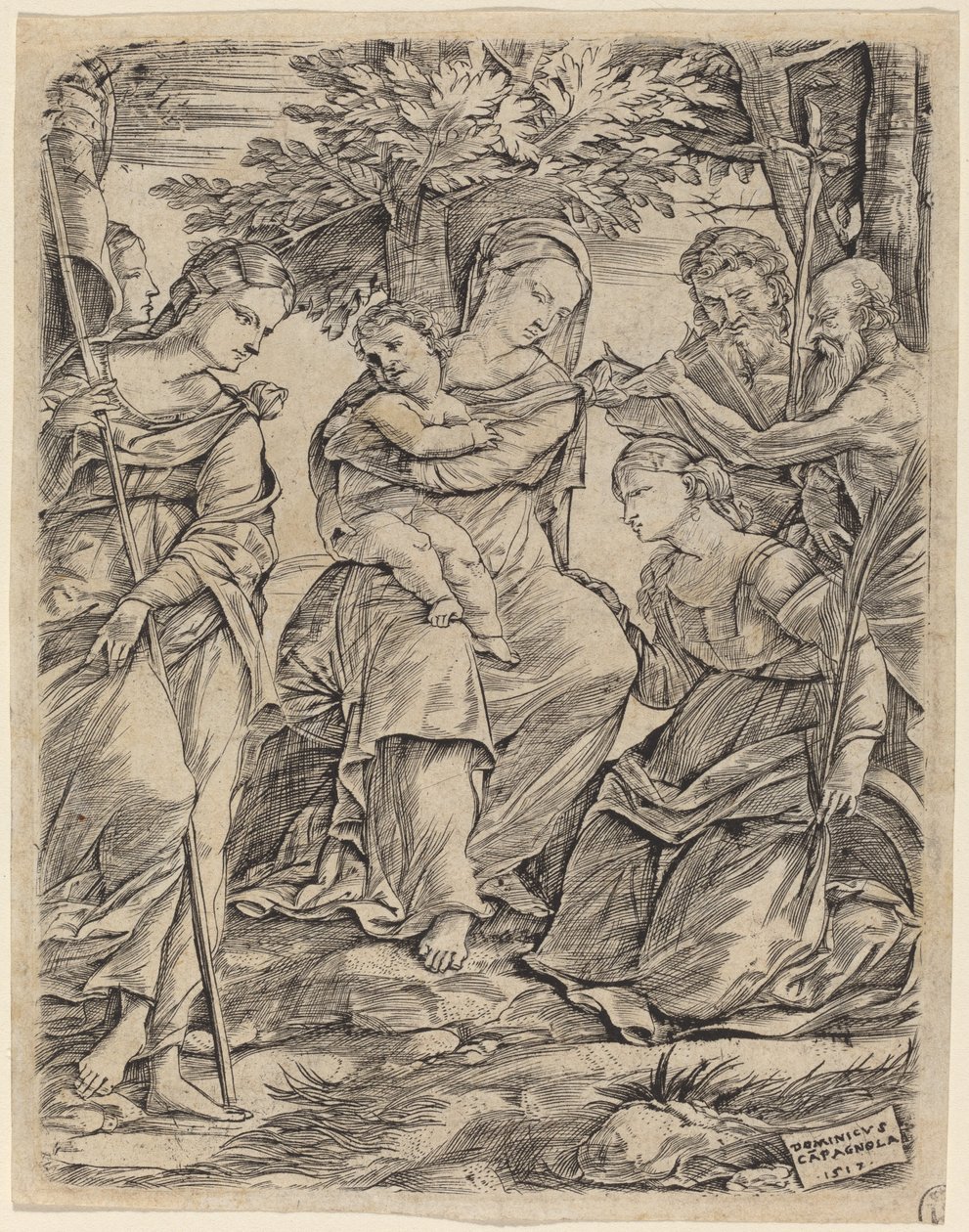La Virgen y el Niño con Santos de Domenico Campagnola