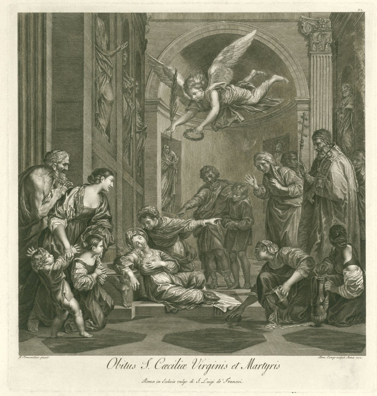 Dood van de heilige Cecilia Muerte de Santa Cecilia Virgen y Mártir (título sobre objeto) Schilderkunst italiano (título de la serie) Escuela Italiana de Pintura (título de la serie) de Domenico Cunego