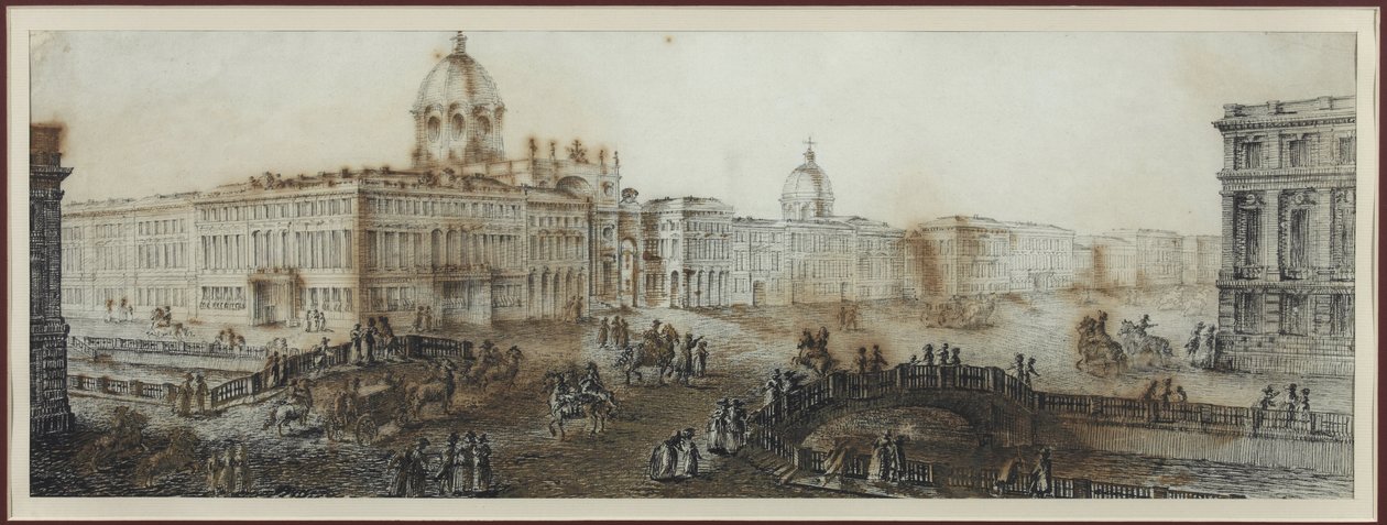 Perspectiva Nevski cerca del canal de Catalina en San Petersburgo de Domenico Felice Lamoni
