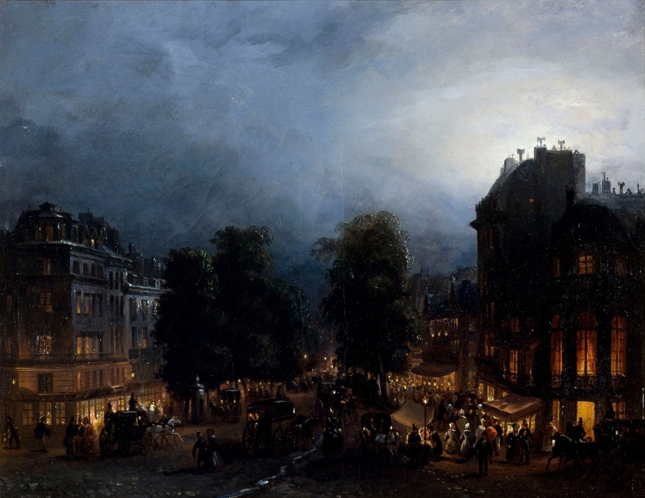 Boulevard des italiens de noche (1835) de Domenico Ferri de Domenico Ferri