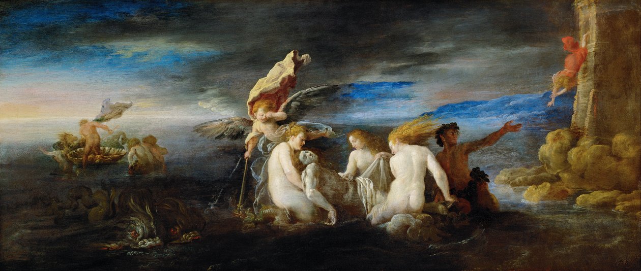 Héroe llorando a Leandro muerto, c. 1622 de Domenico Fetti or Feti