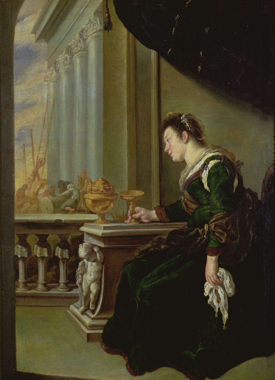 Artemisia llorando por Mausolo de Domenico Fetti or Feti