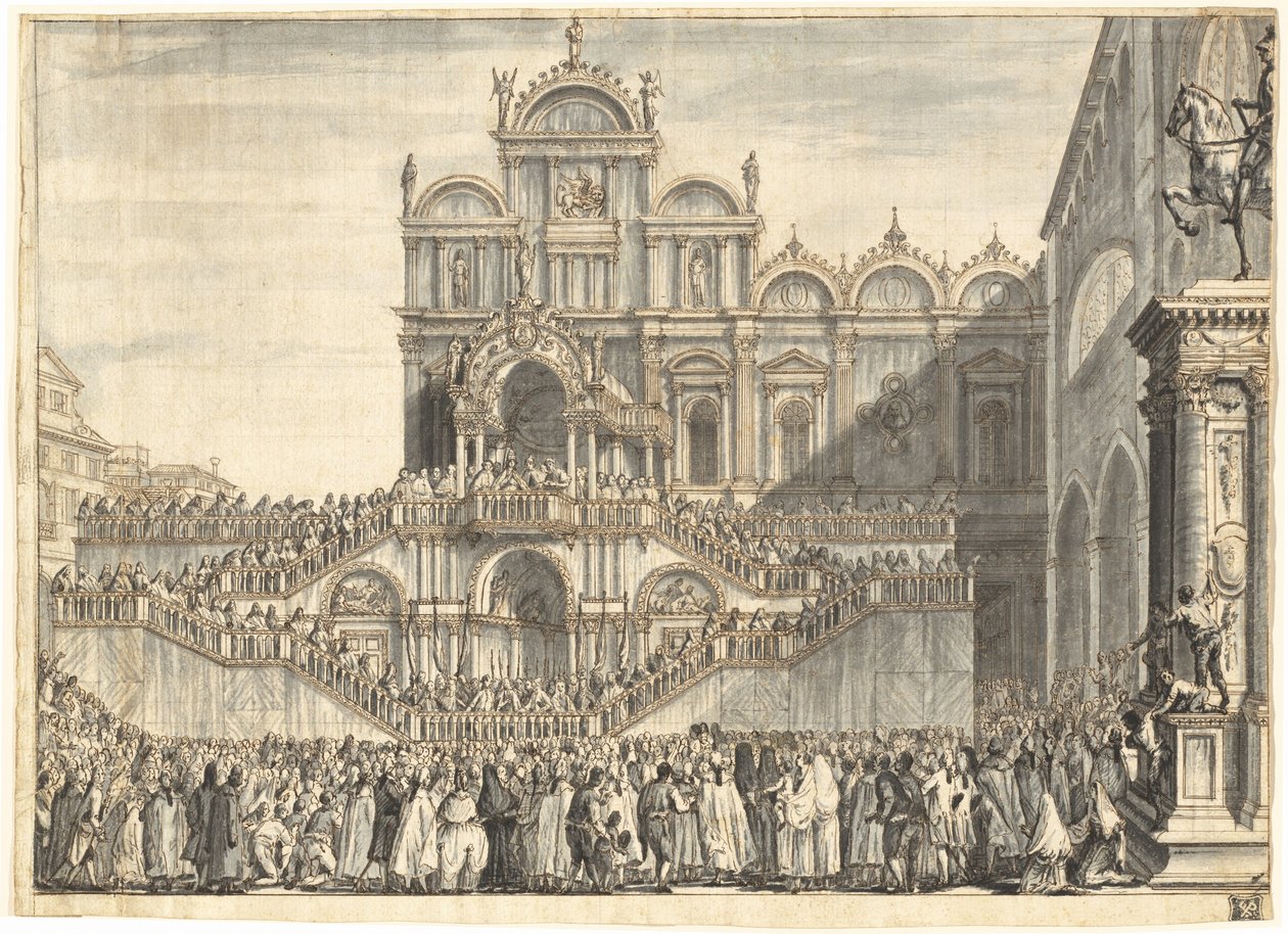 Campo San Zanipolo Decorado para la Visita de Pío VI de Domenico Fossati