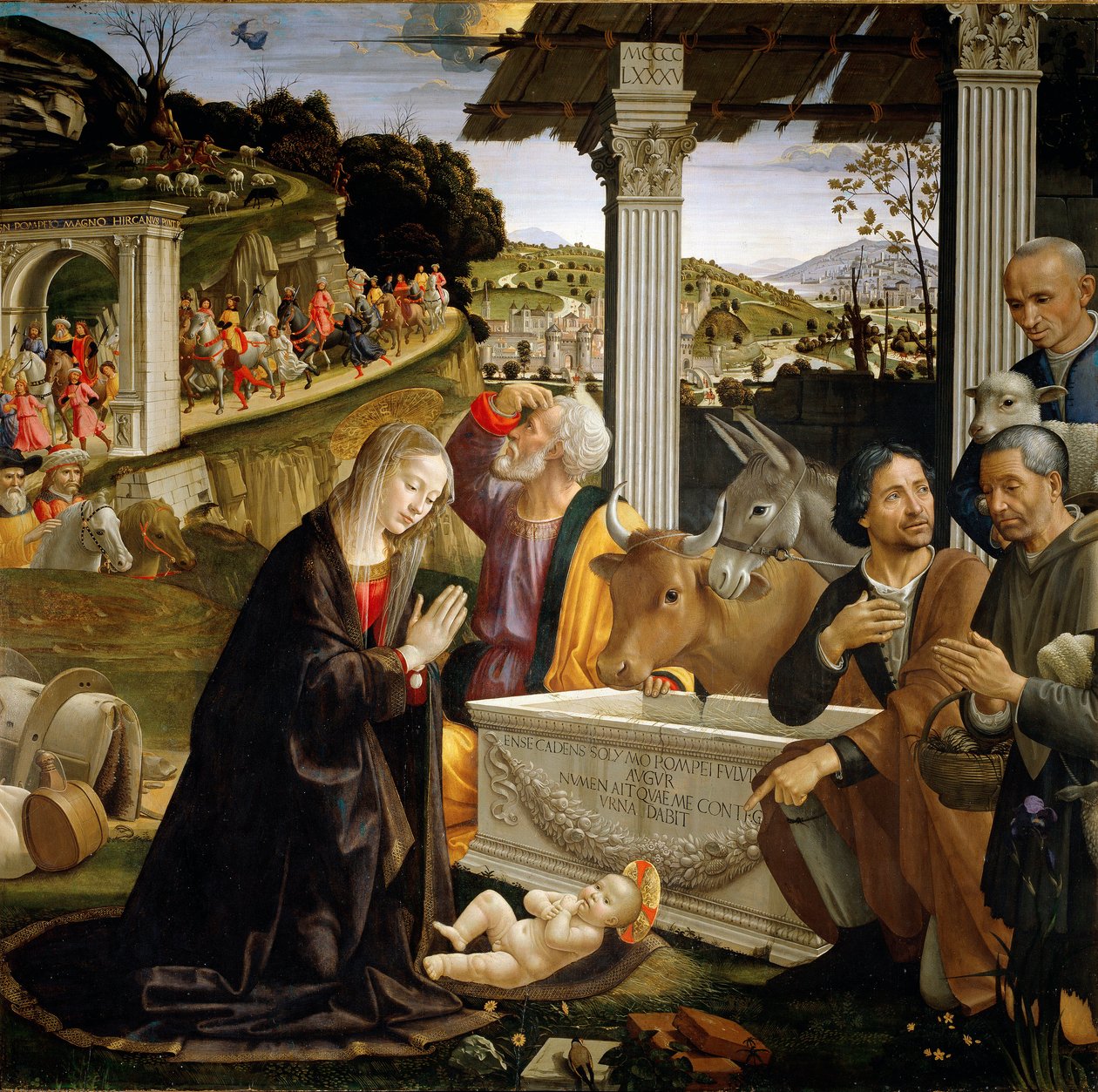 Adoración de los pastores (detalle) de Domenico Ghirlandaio