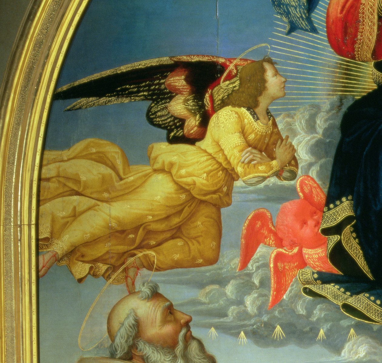 Cristo en Gloria con San Benito, San Romualdo, Santa Attinia, Santa Grecinia y el donante, abad Buonvicini (detalle) de Domenico Ghirlandaio