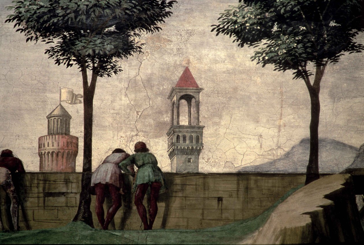 Hombres Mirando sobre un Muro, de la Visitación de Domenico Ghirlandaio