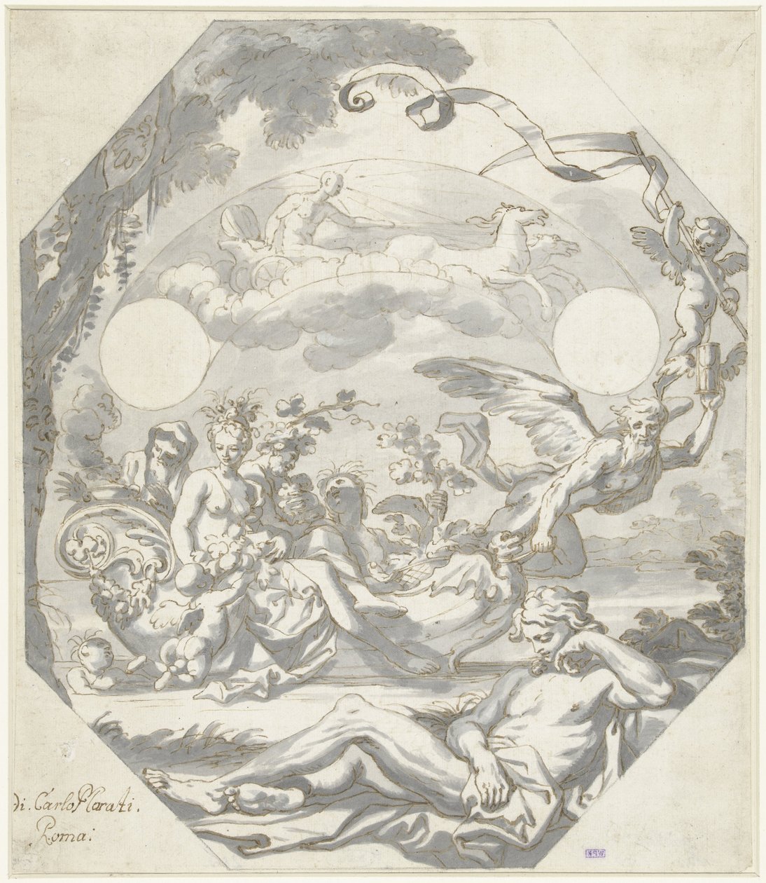 Diseño para una esfera con una alegoría mitológica de Domenico I Piola (attributed to)