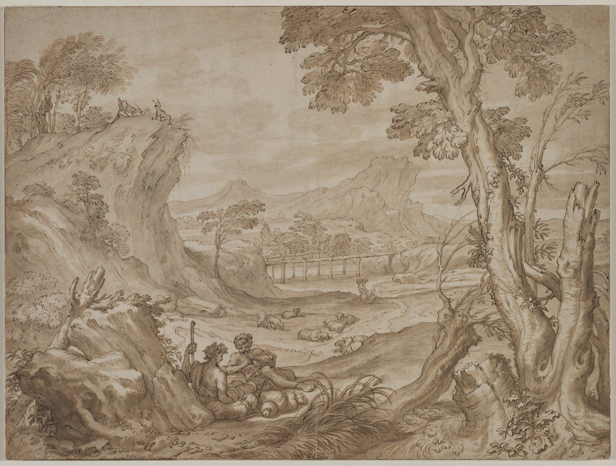 Paisaje con pastores de Domenico I Piola