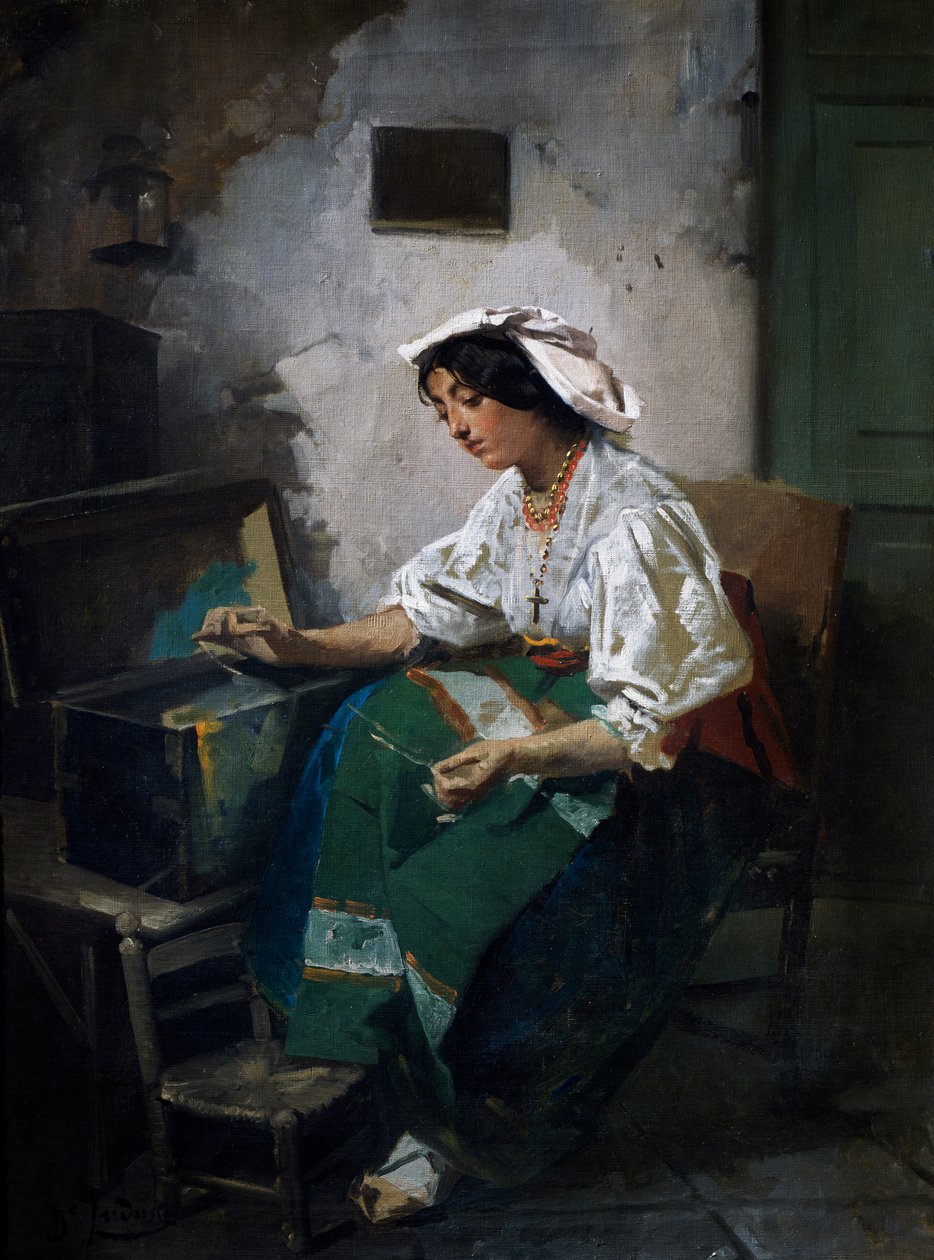 Niña cosiendo de Domenico Induno
