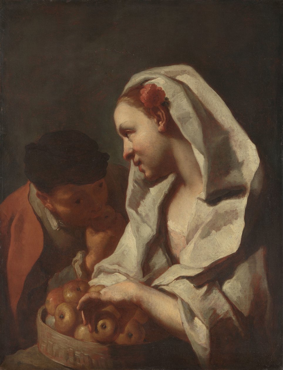 Chica vendiendo fruta de Domenico Maggiotto (attributed to)