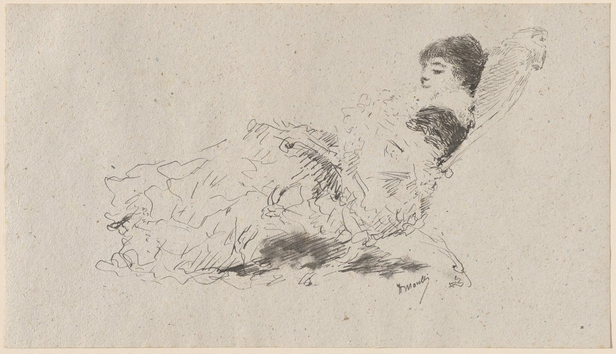 La hija del artista Eleonora reclinada en una chaise-longue de Domenico Morelli