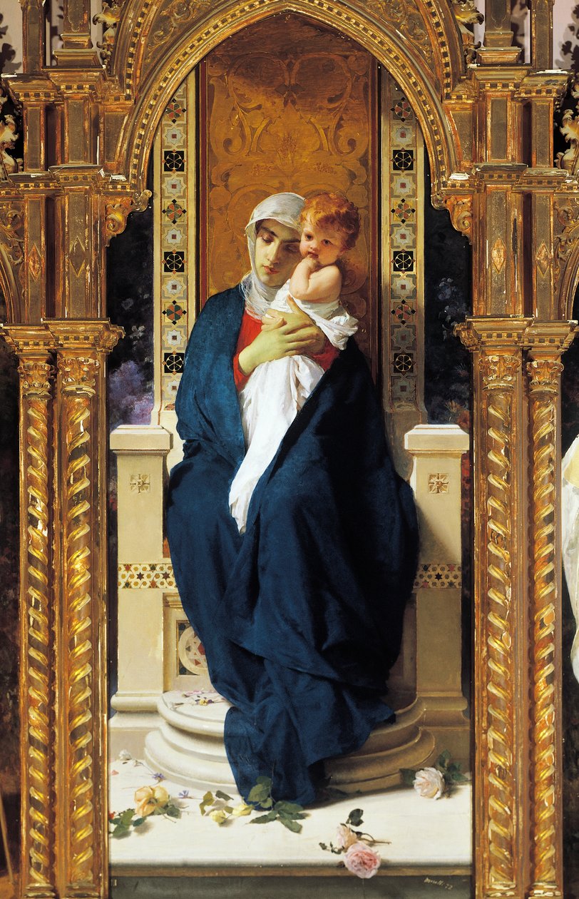 Tríptico de la Madonna de las Rosas, por Domenico Morelli (1823-1901) (detalle) de Domenico Morelli
