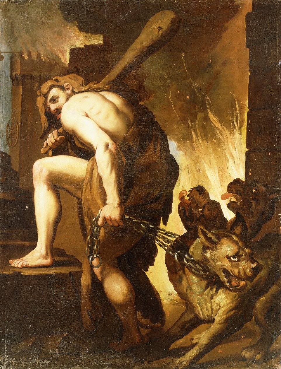 Hércules arrastrando a Cerbero del Infierno de Domenico Pedrini