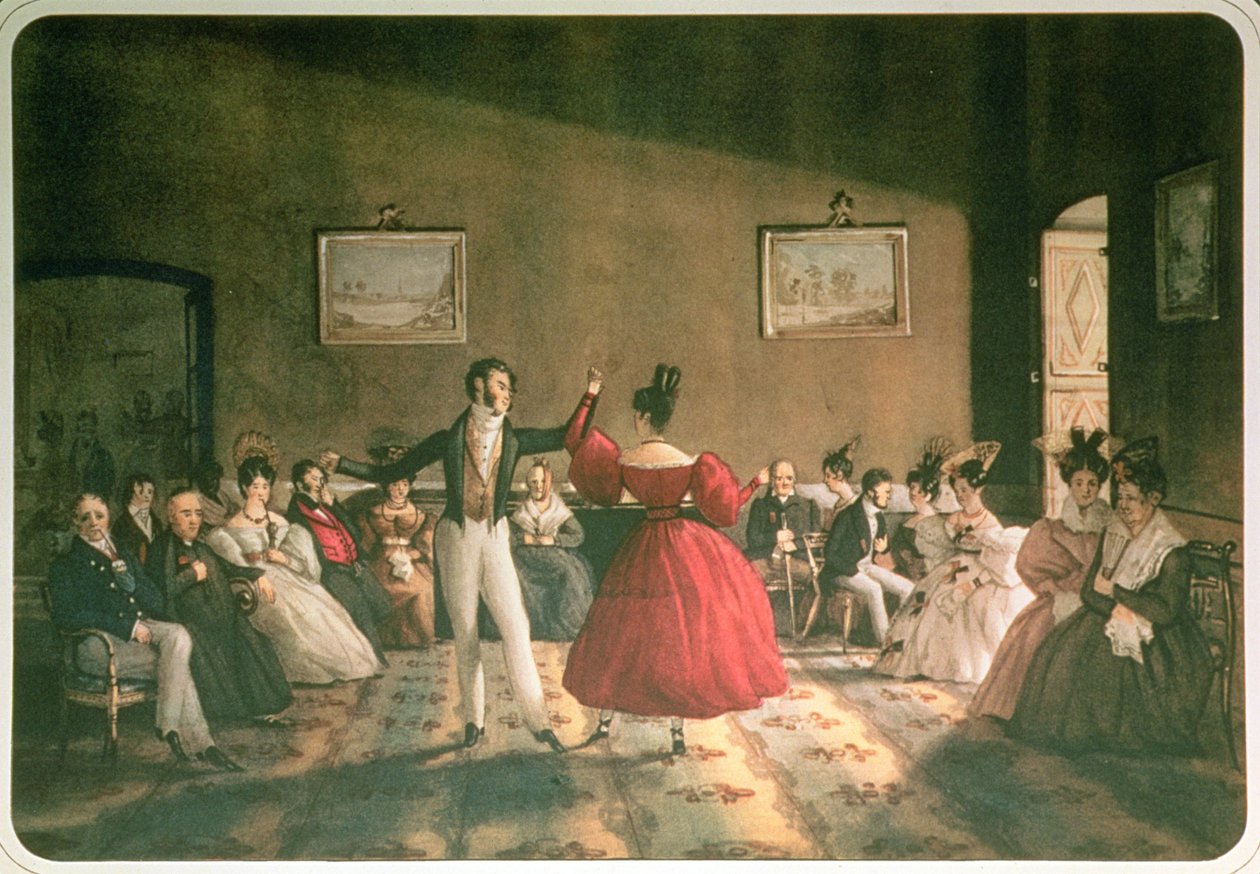 Baile en un salón de Buenos Aires, c.1831 (acuarela sobre papel) de Domenico Pellegrini