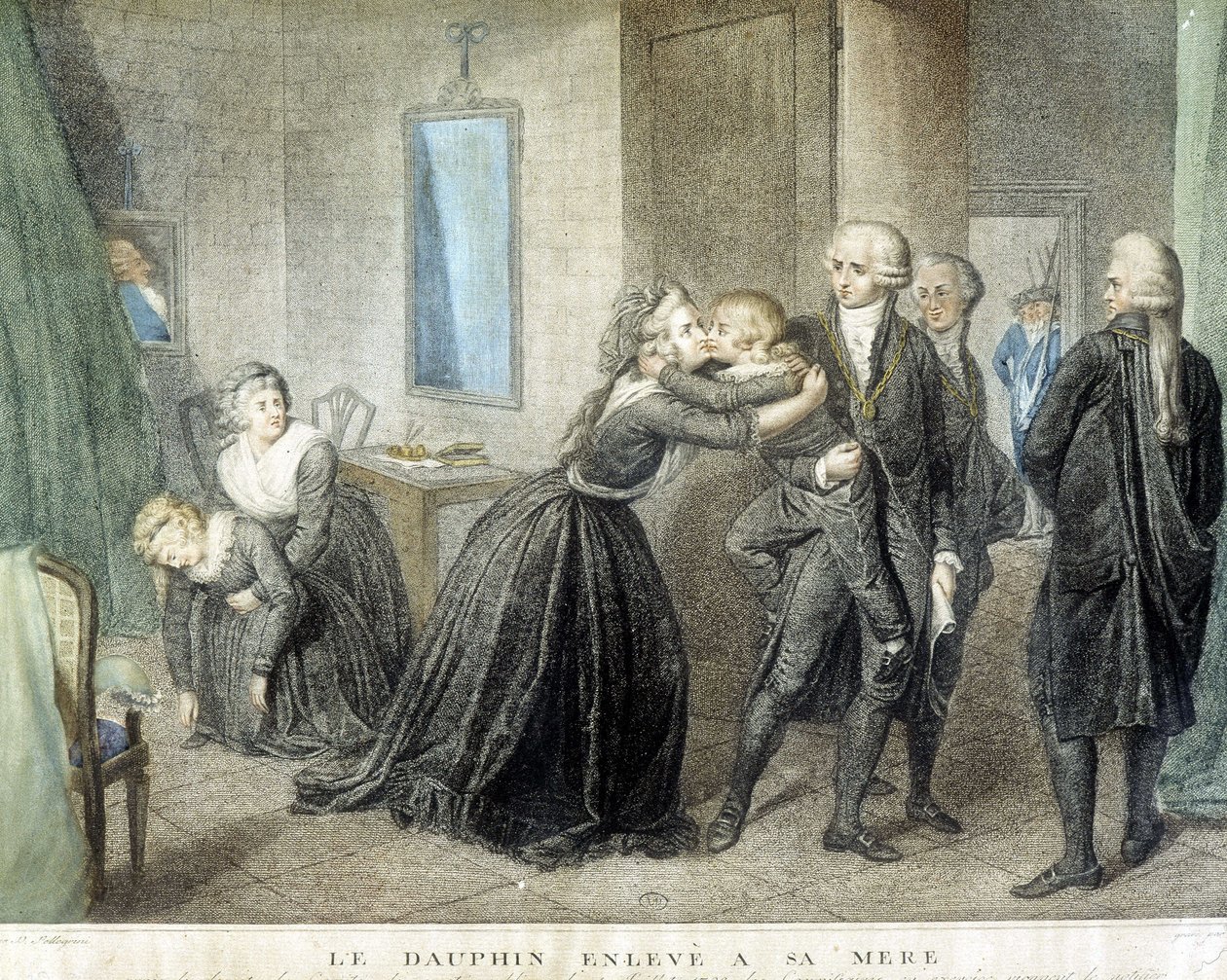 El delfín Luis secuestrado de su madre María Antonieta (en su prisión del Templo), 1 de julio de Domenico Pellegrini
